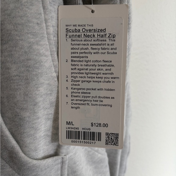 Lululemon Scuba Oversized Funnel-Neck Half Zip  Heathered Core Ultra Light Grey - Picture 13 of 14
